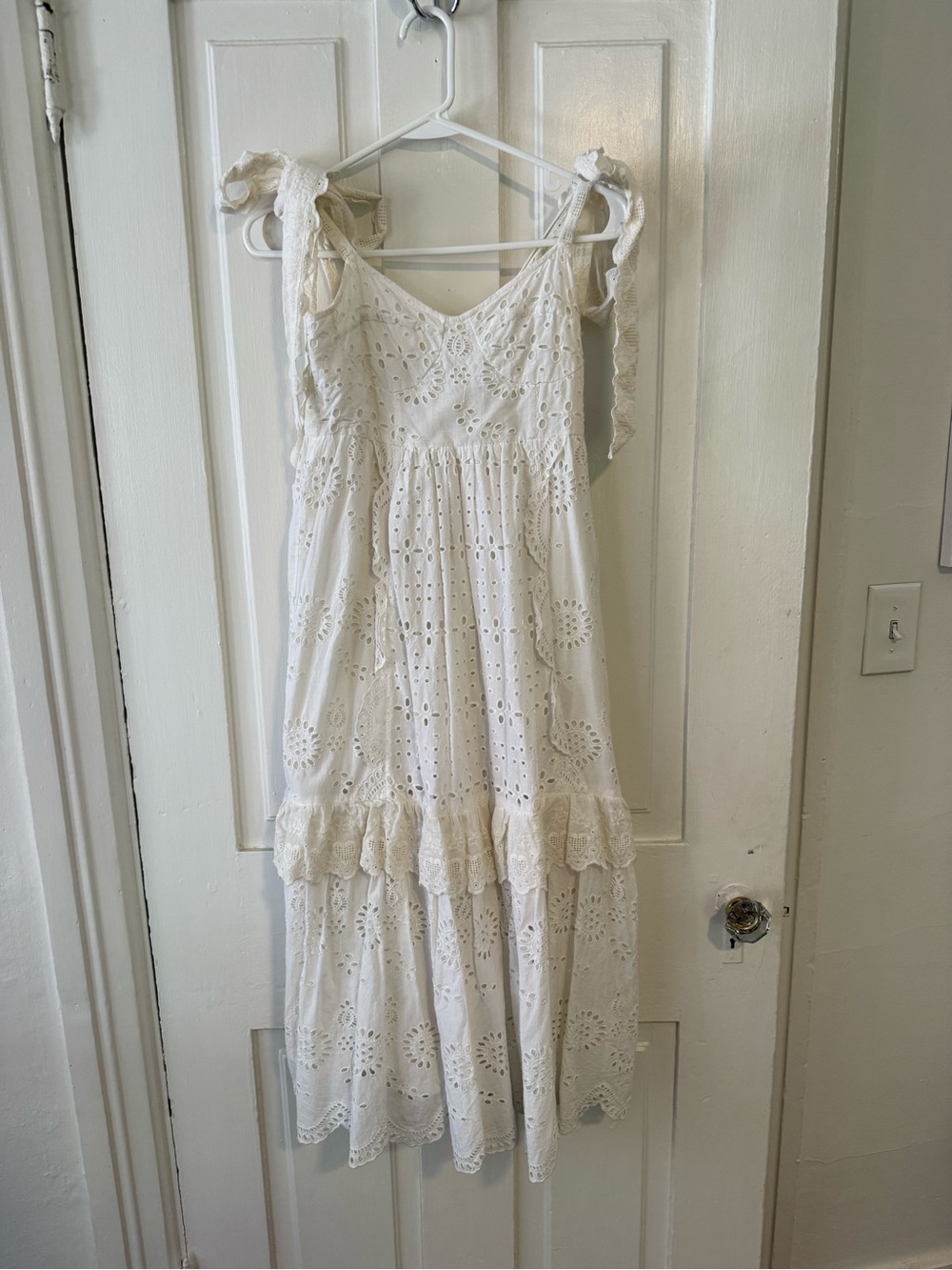 LoveShackFancy Antonella White Eyelet Midi Dress - Picture 5 of 9